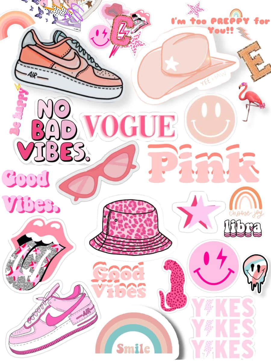 preppy vibes collage, vibrant pink, sneakers, SD Phone Wallpaper