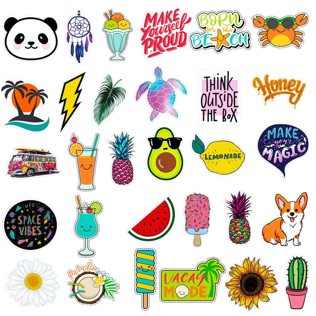 Cute Animal Stickers Collection, white background, colorful cartoon stickers, SD Desktop Wallpaper