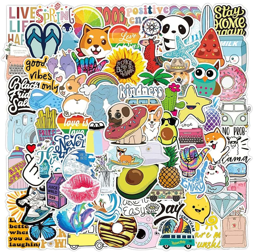 cute stickers, colorful cartoon stickers, animals, SD Desktop Wallpaper