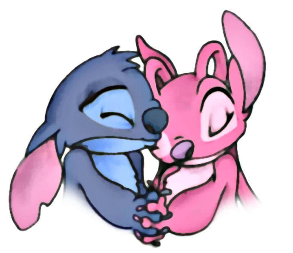 Cute Stitch And Angel, blue, pink, SD Desktop Wallpaper