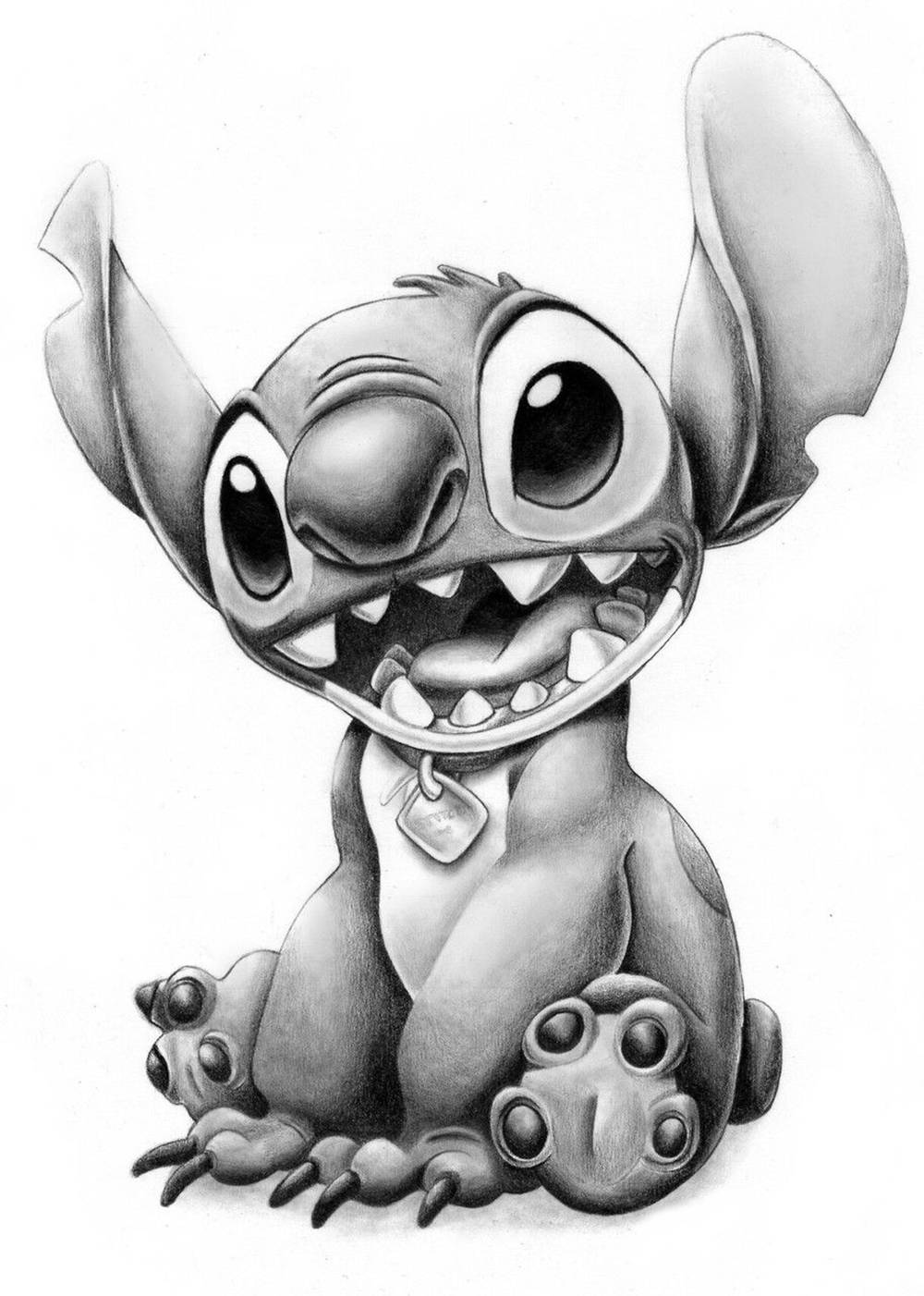 Cute Stitch, ink art, pencil sketch, HD Phone Wallpaper