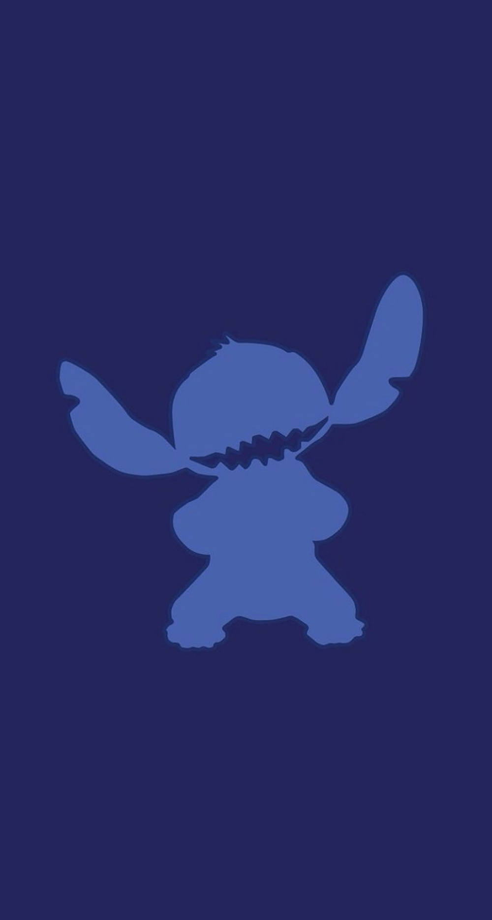 Cute Stitch, dark blue silhouette, solid dark blue background, HD Phone Wallpaper