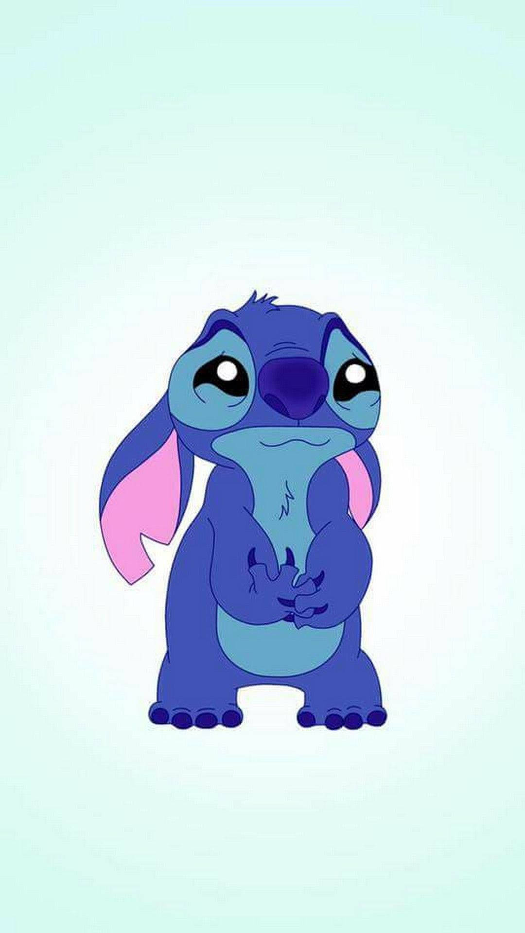 Cute Stitch, blue alien, pink ears, Full HD Phone Wallpaper