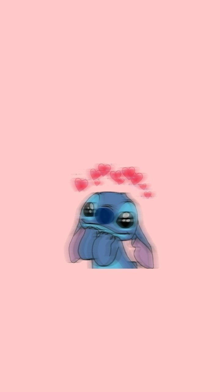 Cute Stitch, glitch effect, blue alien, HD Phone Wallpaper