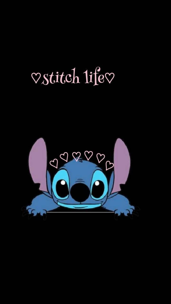 Stitch, heart stencils, blue cartoon alien, HD Phone Wallpaper