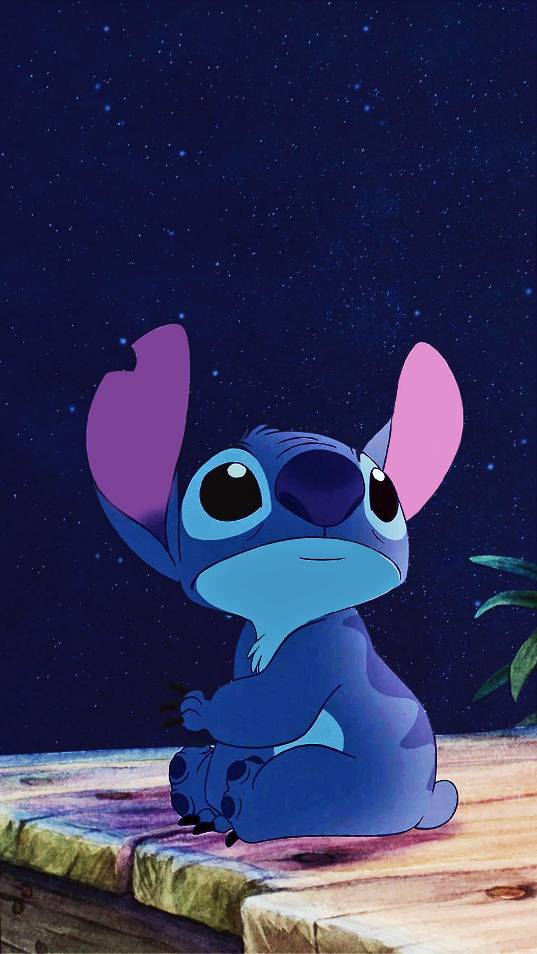 Cute Stitch, night, starry night sky, Full HD Phone Wallpaper