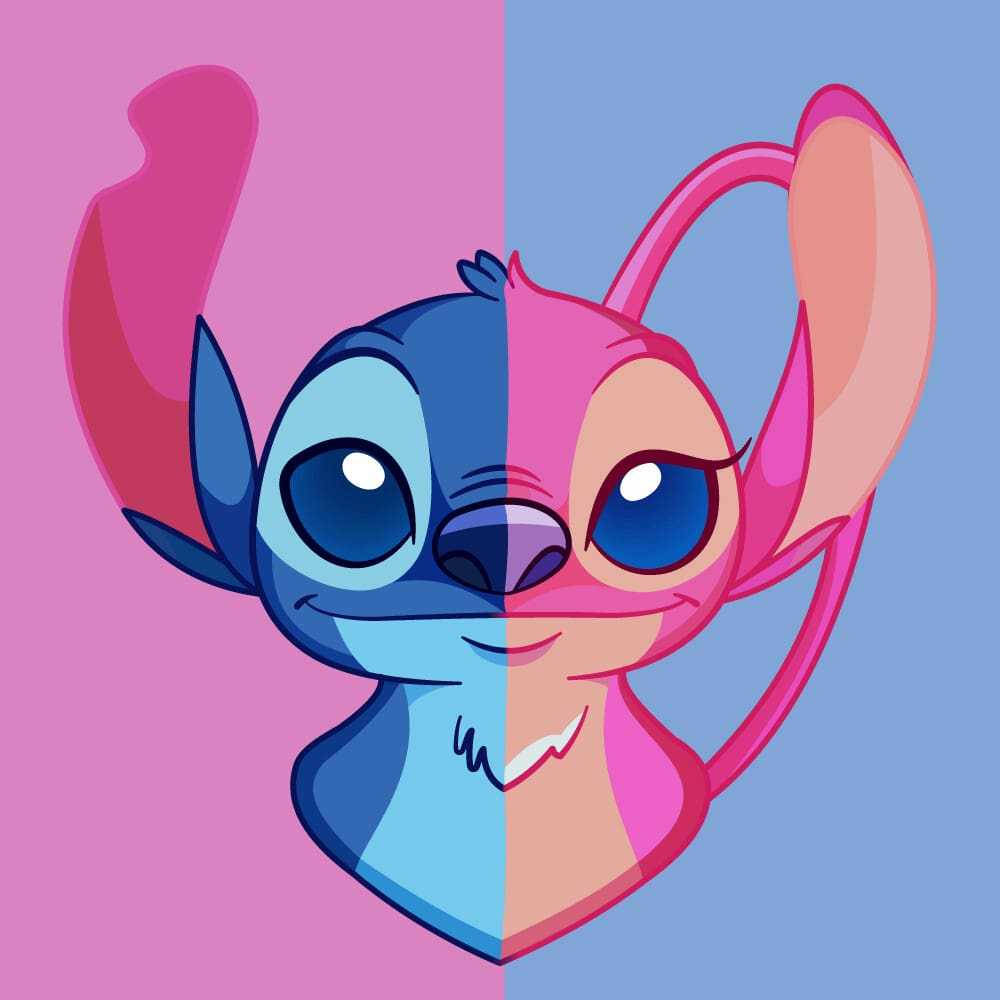 Stitch, blue, pink, SD Desktop Wallpaper