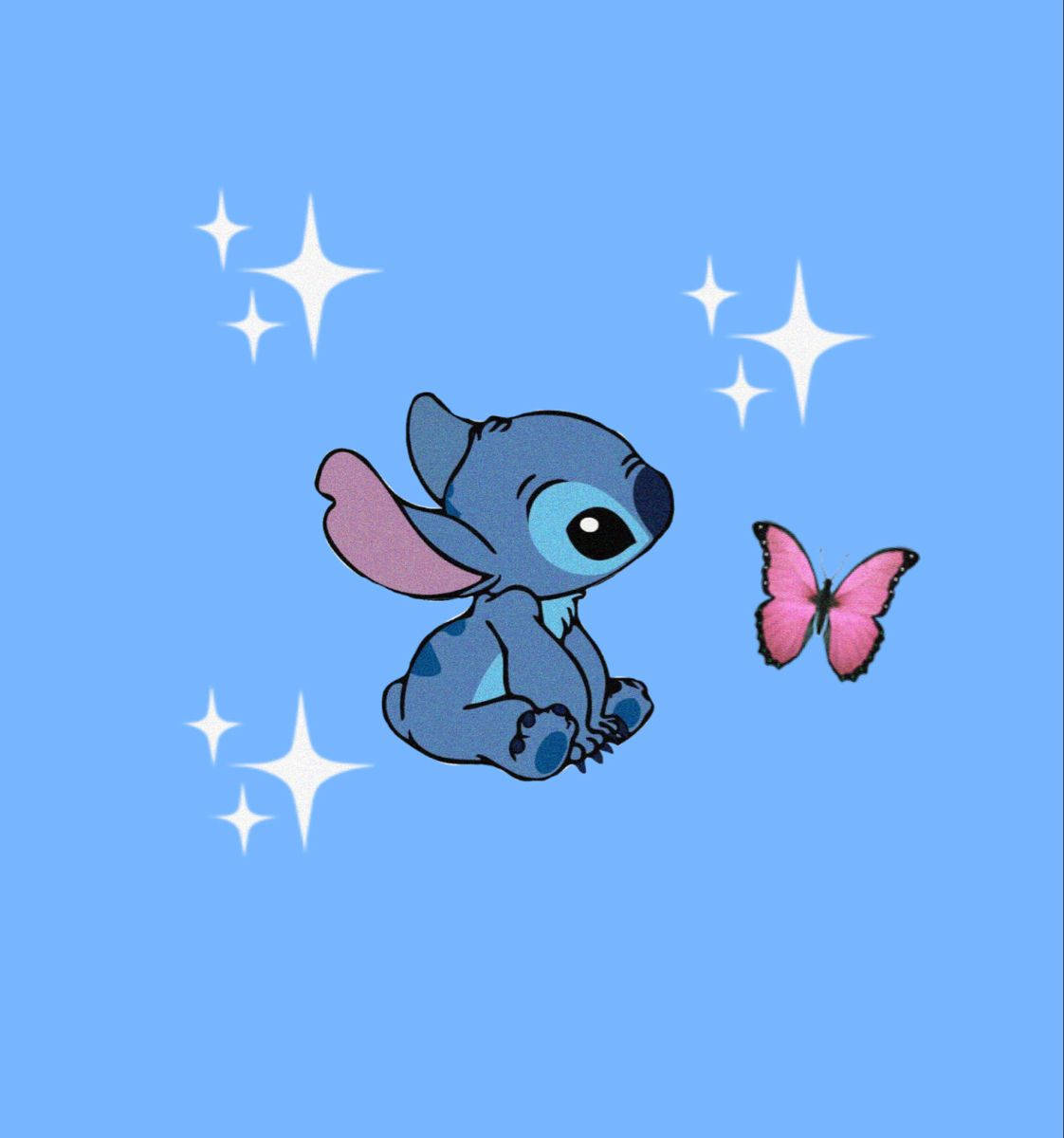 Cute Stitch, pink butterfly, big eyes, SD Phone Wallpaper