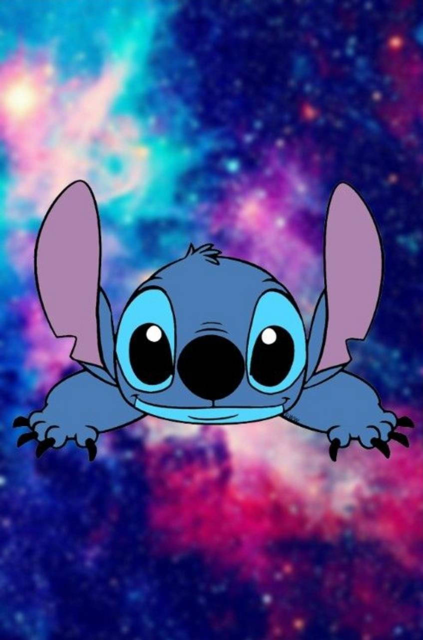 Cute Stitch, galaxy, cosmic nebula, HD Phone Wallpaper