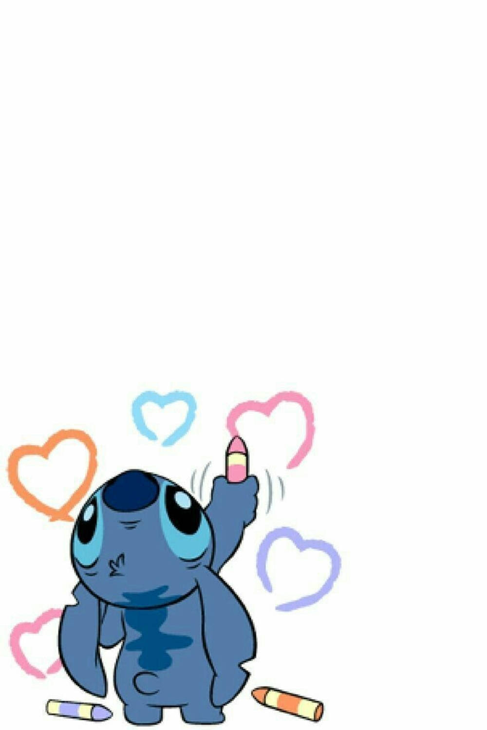 Cute Stitch, heart doodles, blue cartoon alien, HD Phone Wallpaper
