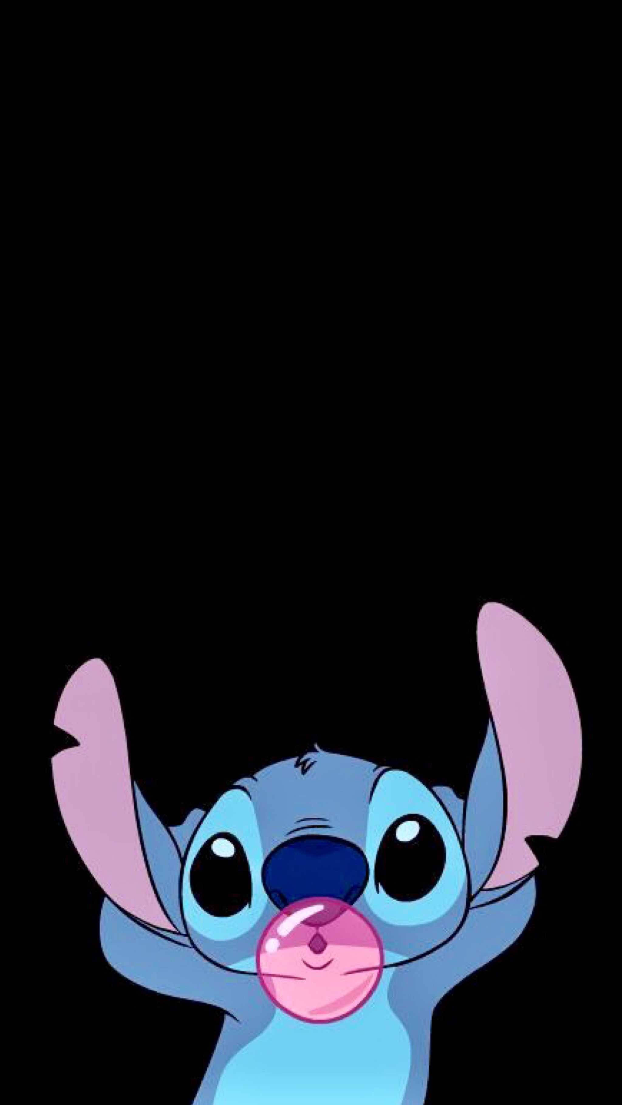 Cute Stitch, pink gum, blue alien, 2K Phone Wallpaper