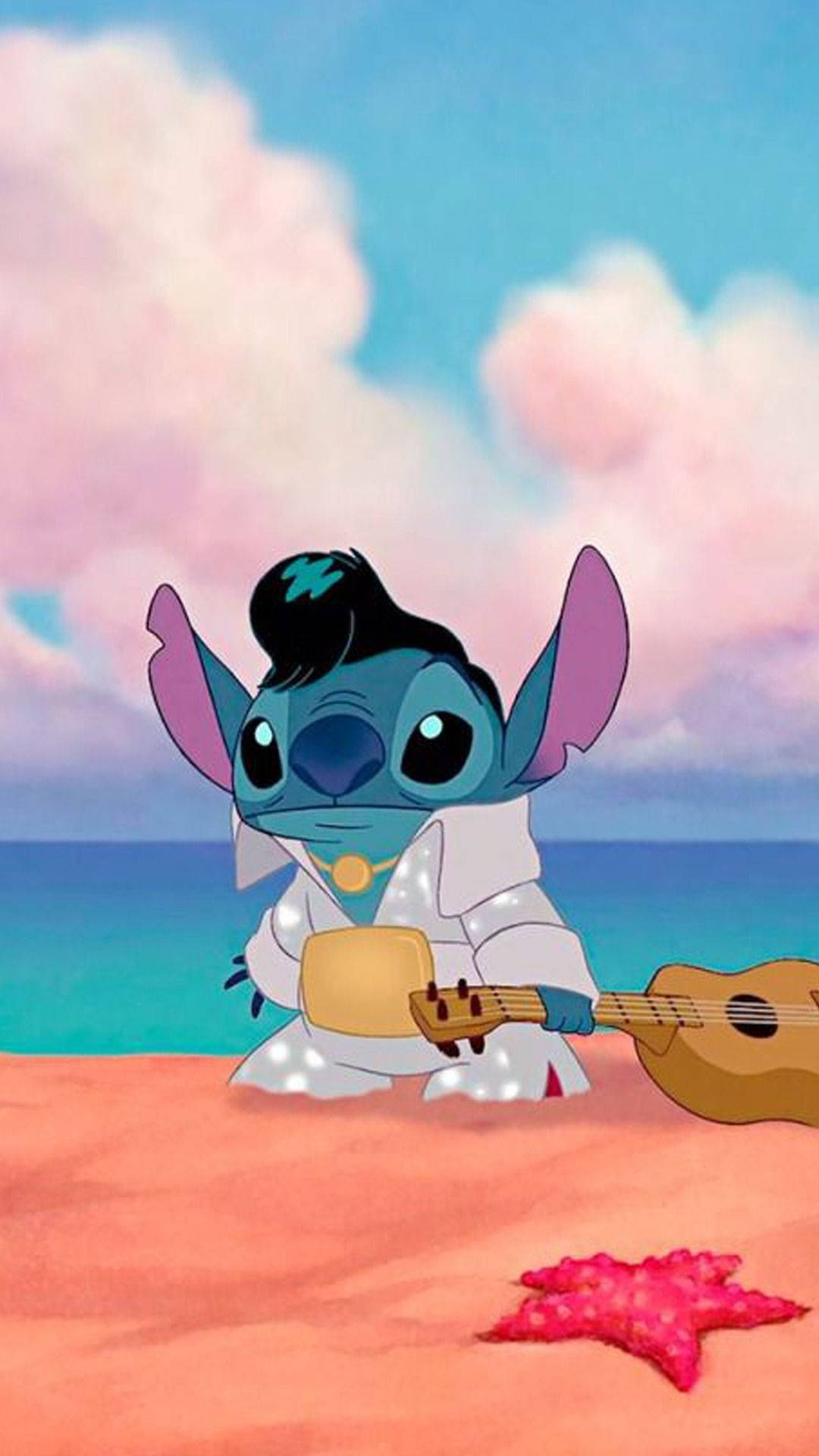 Stitch, white suit, ukulele, Full HD Phone Wallpaper