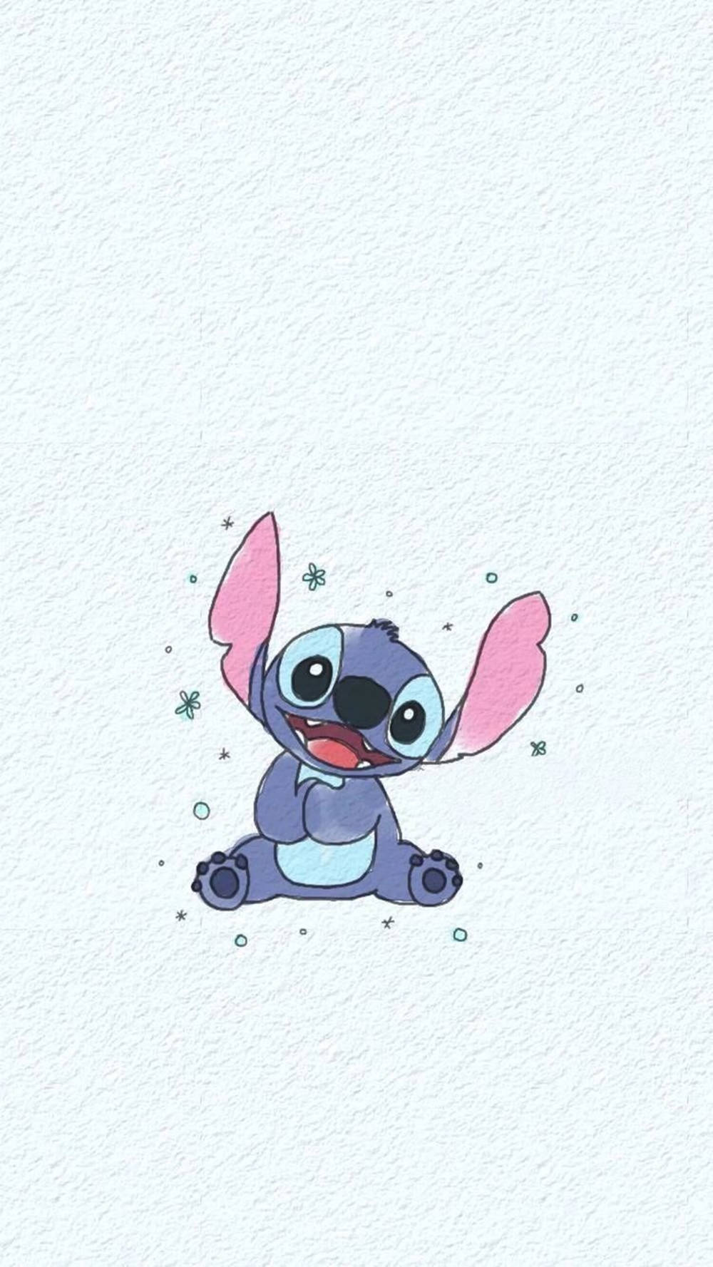 Cute Stitch, blue alien, pink ears, HD Phone Wallpaper