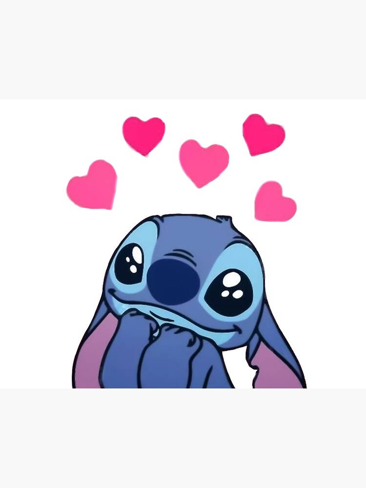 Cute Stitch, pink hearts, blue alien, SD Phone Wallpaper