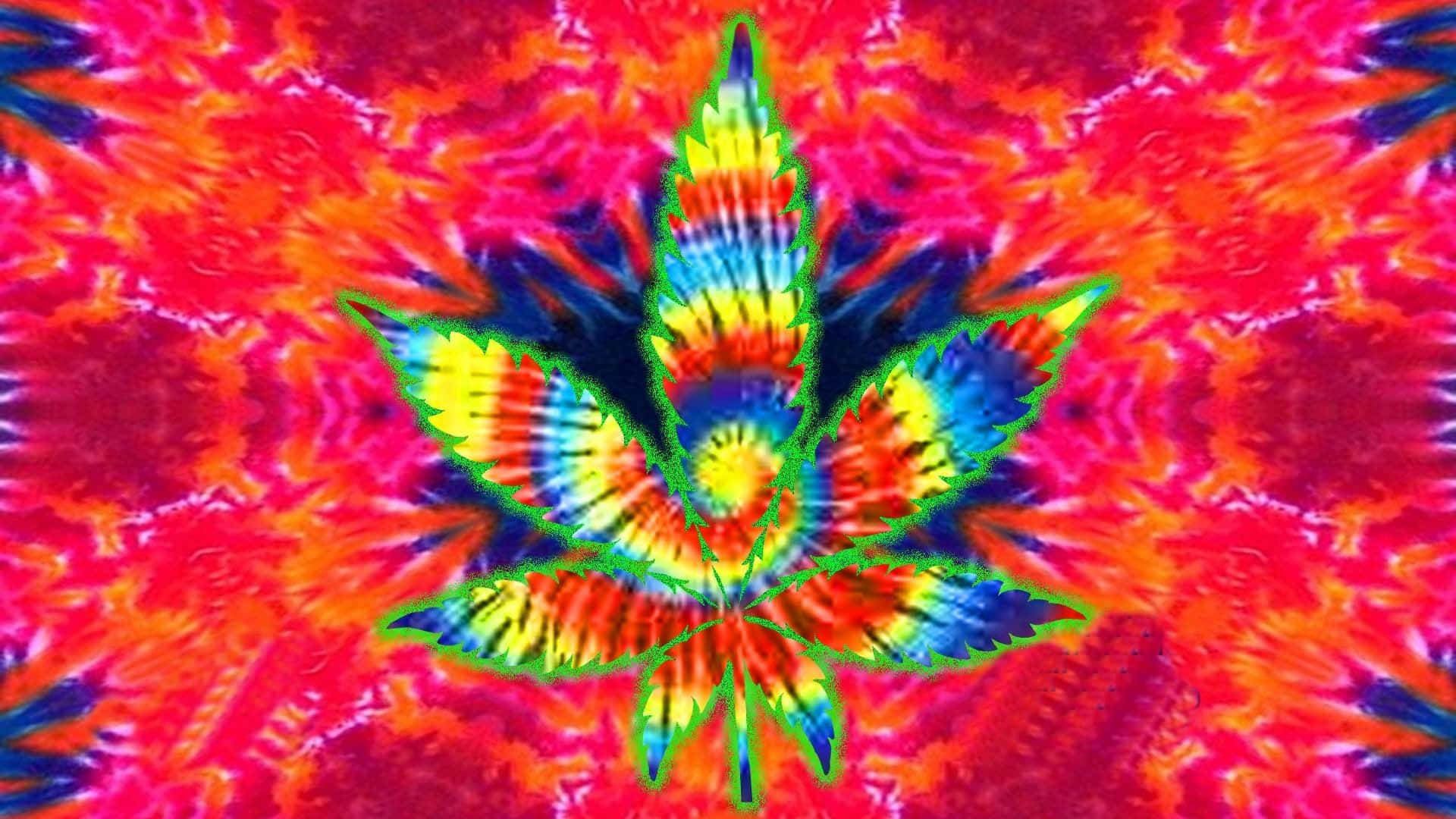 cute stoner, psychedelic tie-dye cannabis leaf, vibrant rainbow colors, Full HD Desktop Wallpaper