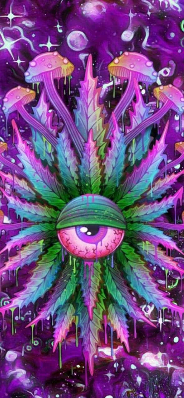 Trippy Stoner Eye Mushroom Art, psychedelic eye, vibrant cannabis leaf, HD Phone Wallpaper