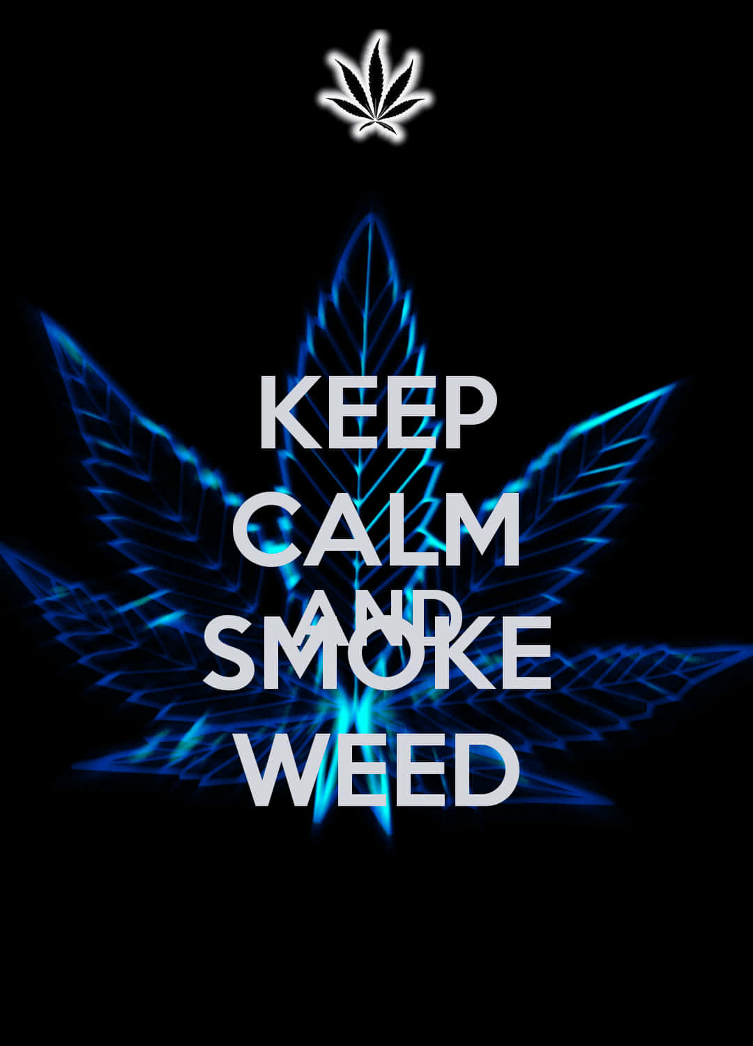 Cute Stoner, iPhone Theme, glowing blue cannabis leaf, HD Phone Wallpaper