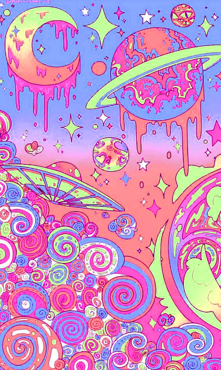 Trippy Stoner, psychedelic cosmic scene, dripping planets, HD Phone Wallpaper