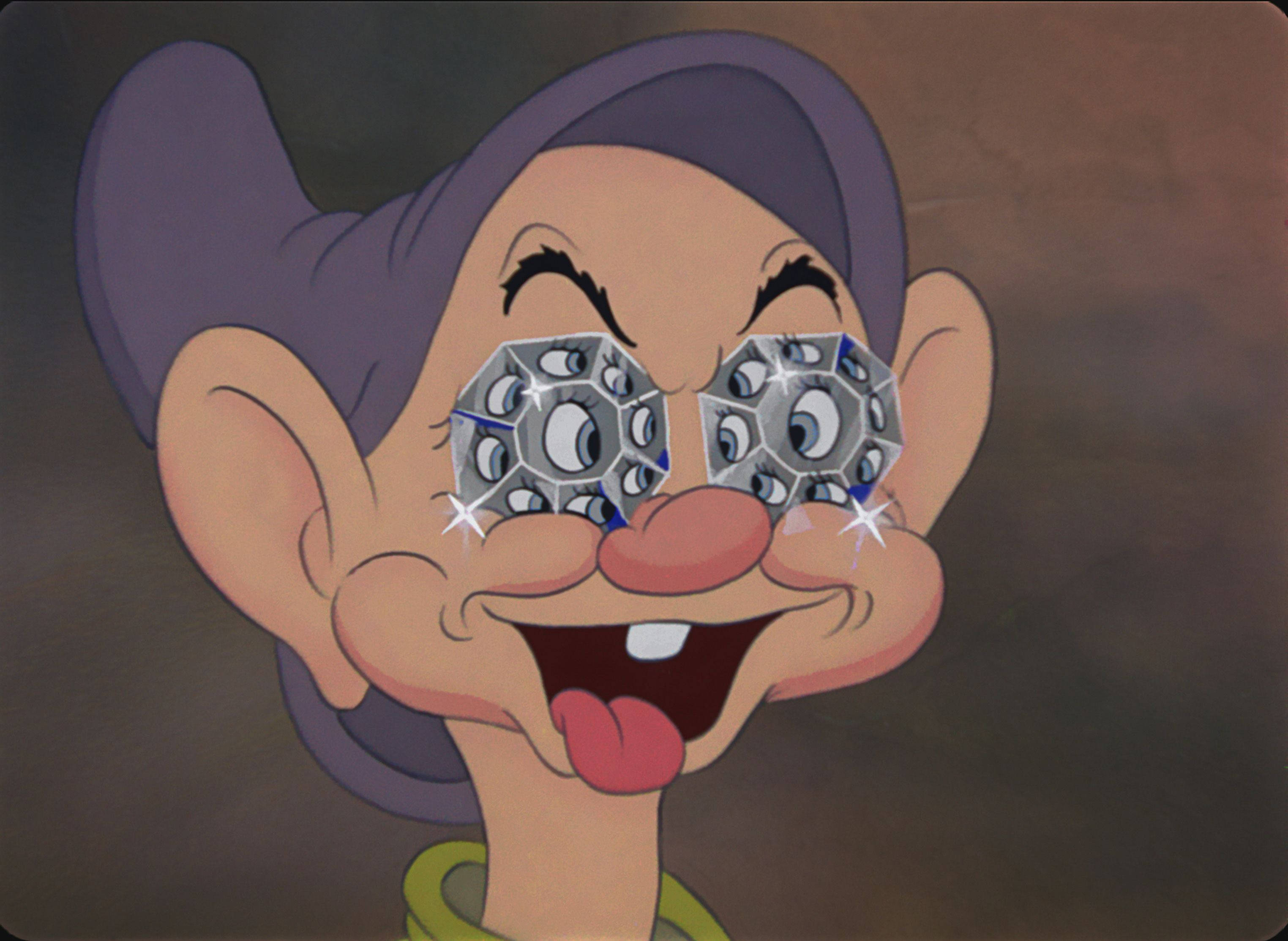 diamond-encrusted glasses, cheerful animated dwarf, playful grin, 2K Desktop Wallpaper
