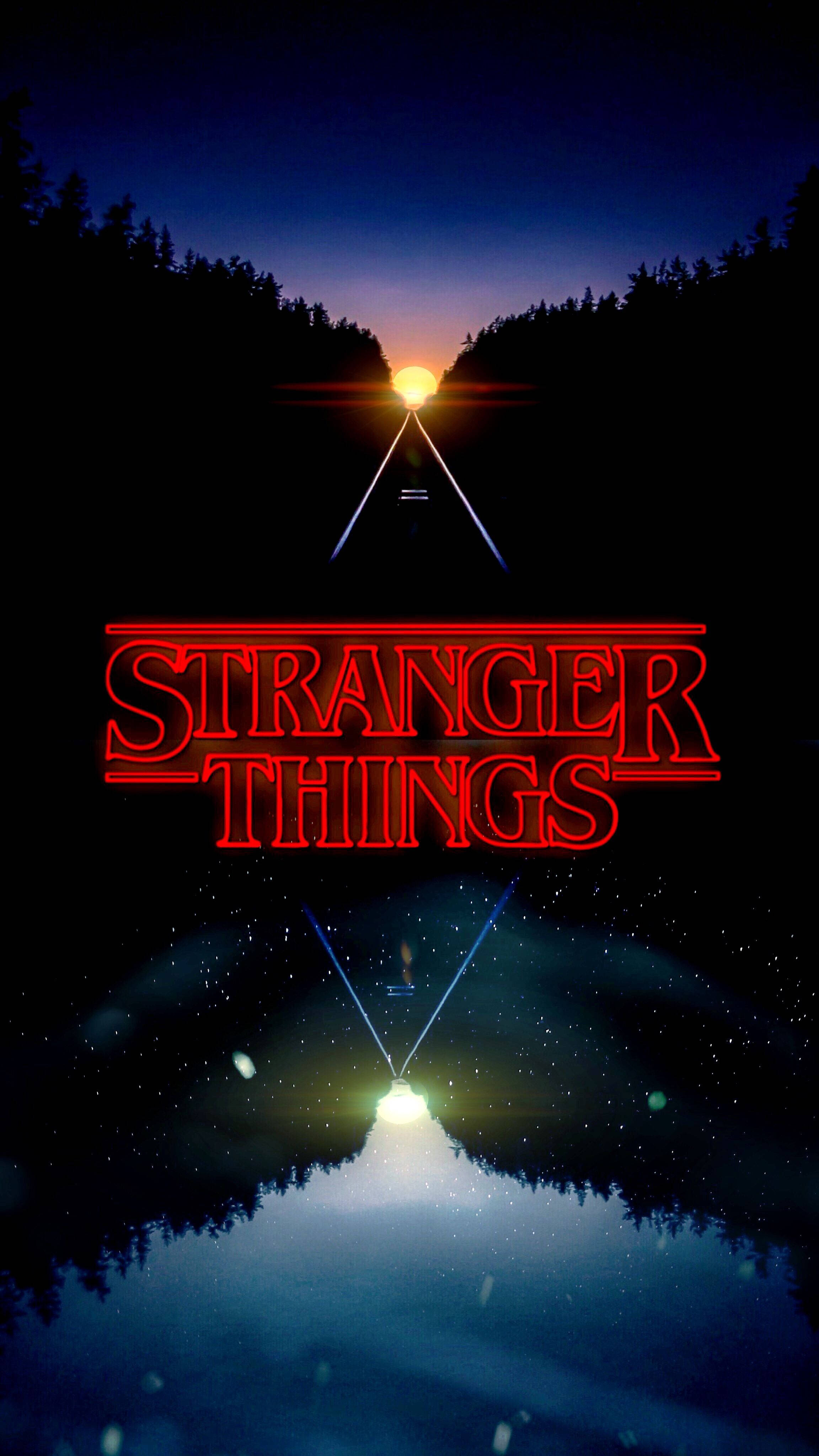 Stranger Things, dark forest, glowing sun, 4K Phone Wallpaper