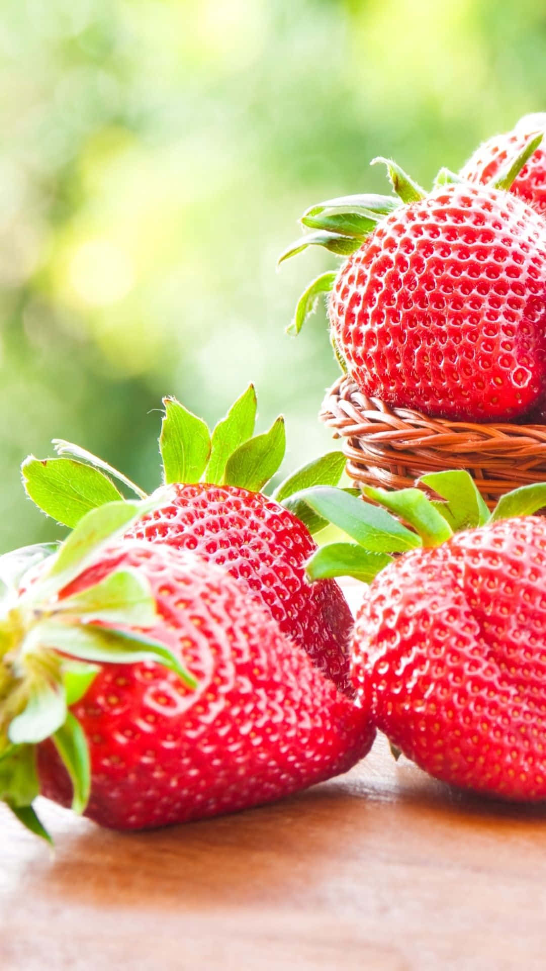 cute strawberry, juicy red strawberries, green leaves, Full HD Phone Wallpaper
