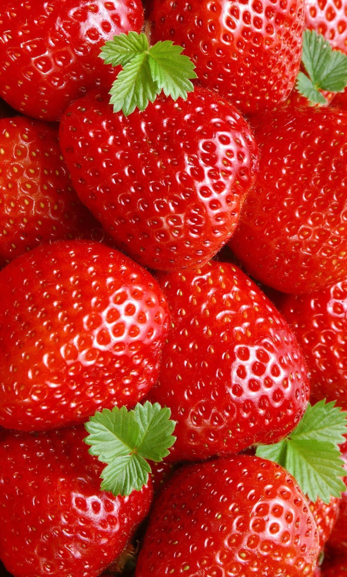 Cute Strawberry, juicy ripe strawberries, green leaves, Full HD Phone Wallpaper