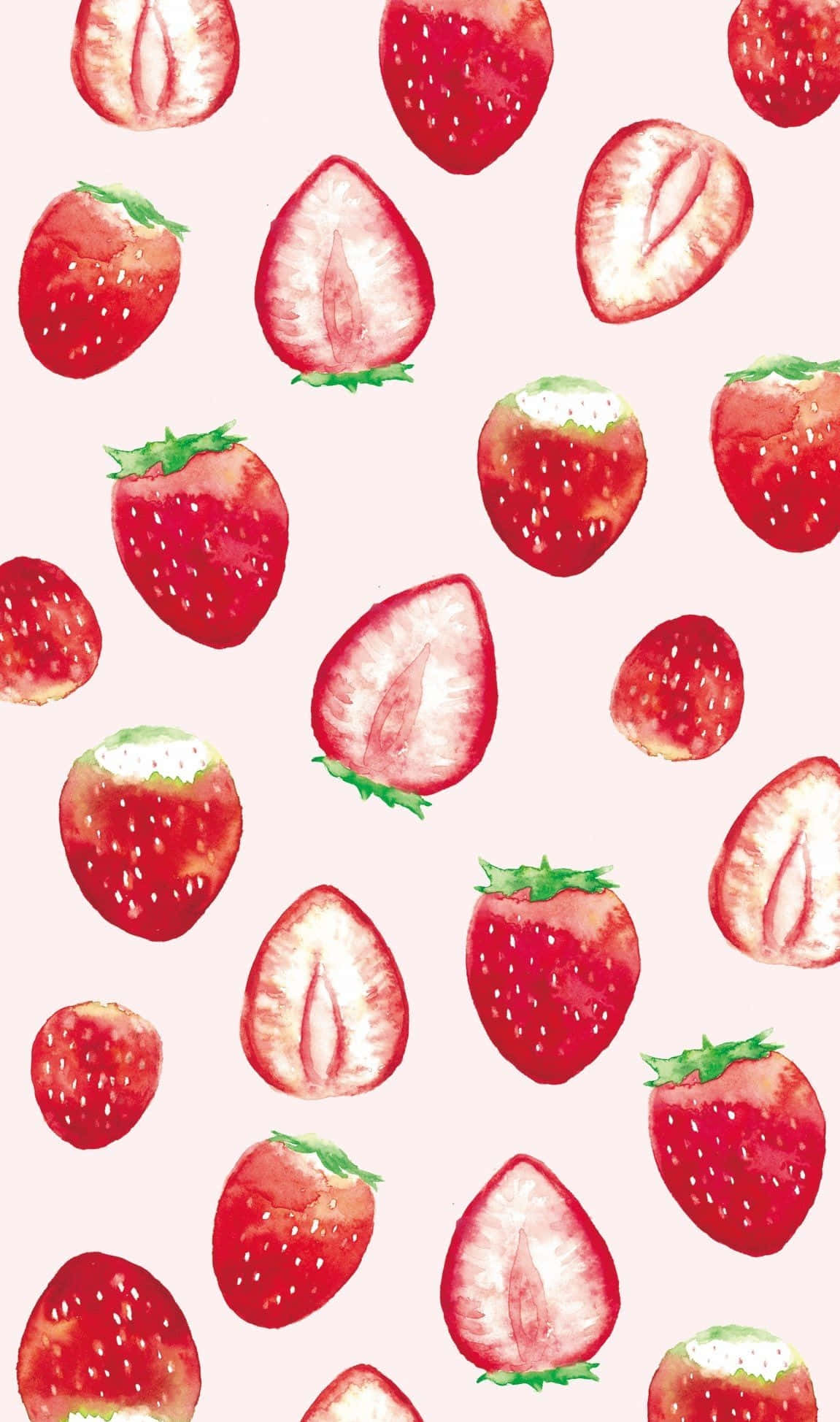cute strawberry, watercolor, strawberry, Full HD Phone Wallpaper
