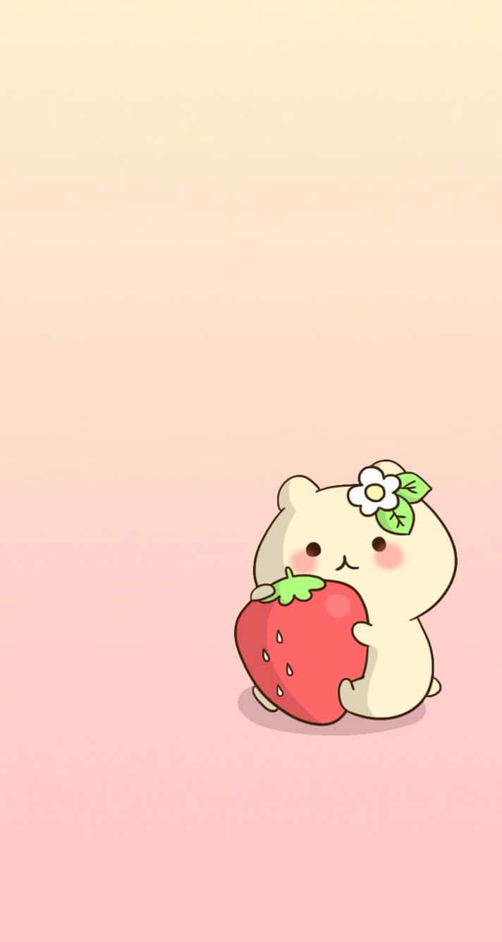 Cute Strawberry, white bear, flower headband, HD Phone Wallpaper