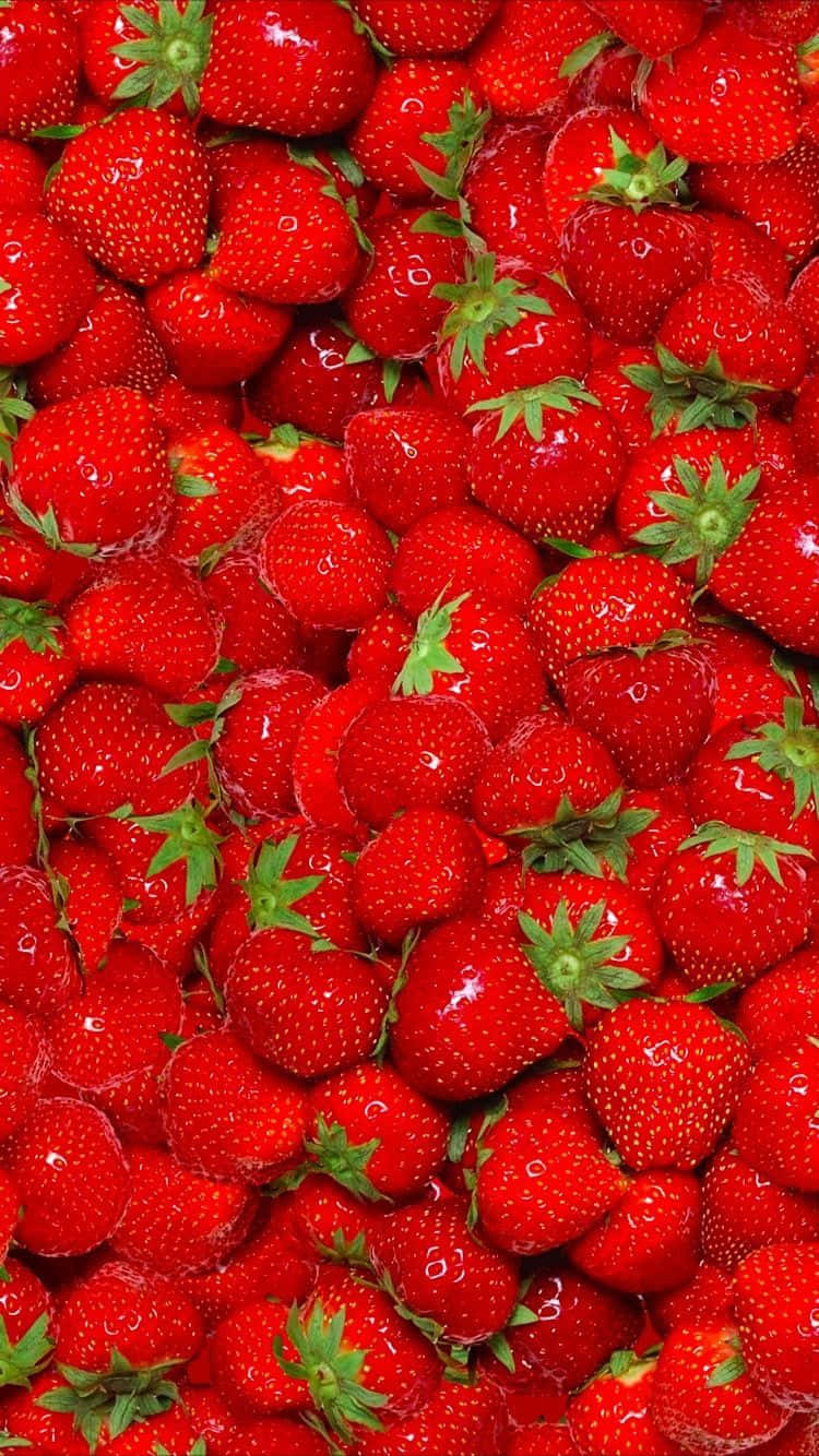 cute strawberry, plump juicy strawberries, glistening with dewdrops, HD Phone Wallpaper