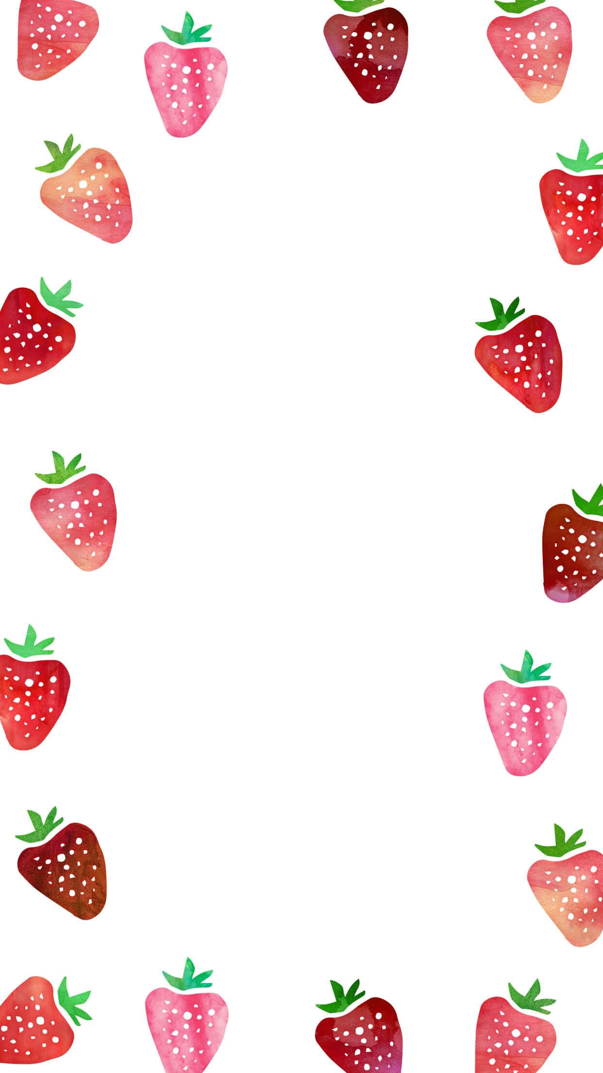Cute Strawberry, watercolor, border frame, Full HD Phone Wallpaper