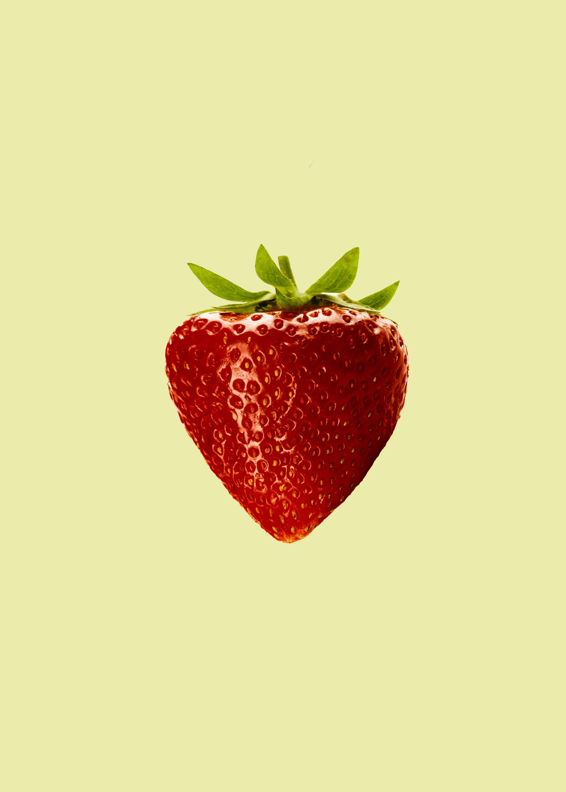 strawberry, ripe red strawberry, green leaves, 2K Phone Wallpaper