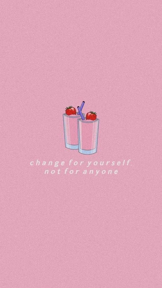 strawberry milk, pink background, two strawberries, SD Phone Wallpaper