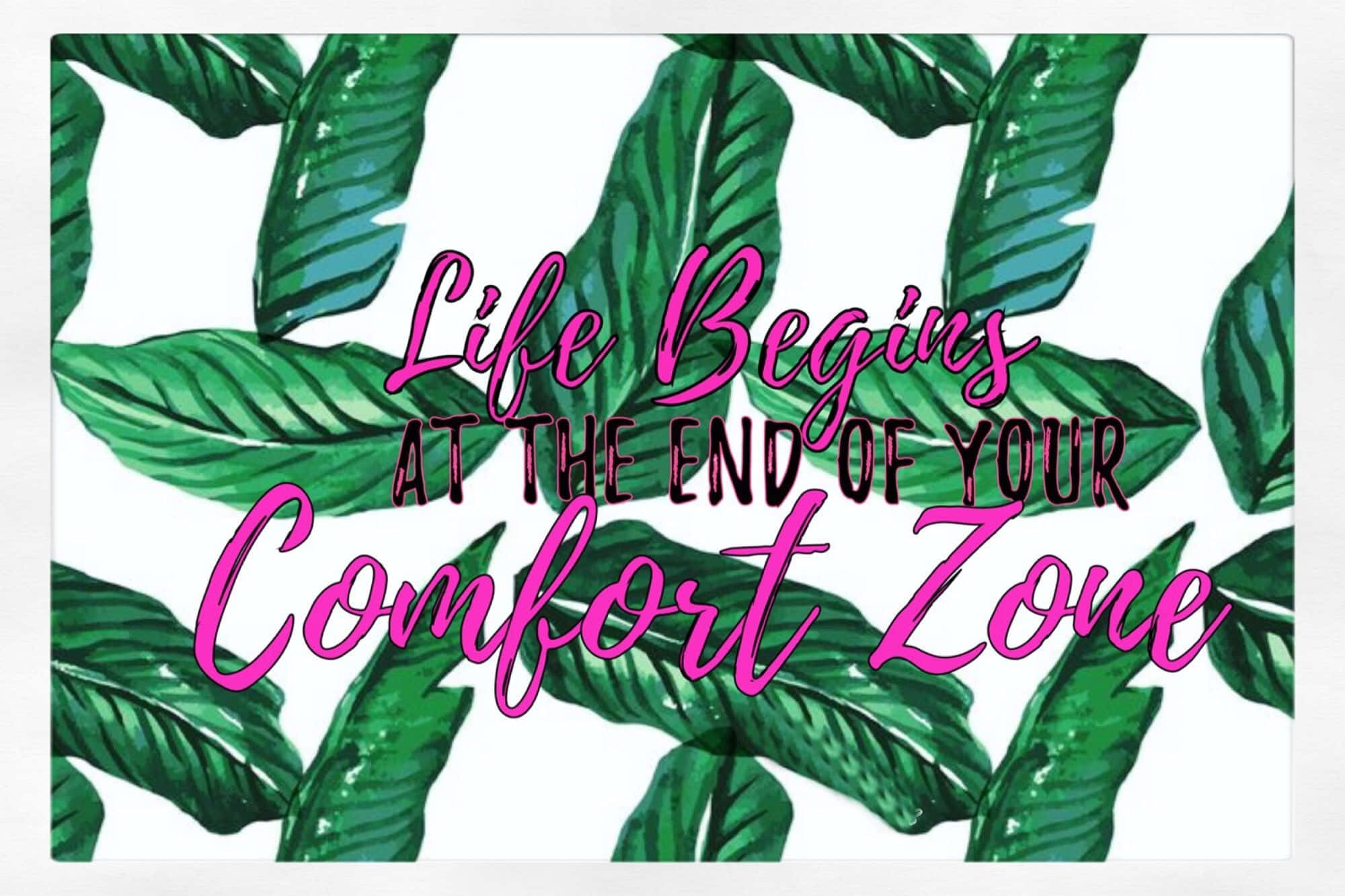 Cute Summer Desktop, pink cursive text, Life Begins at the End of Your Comfort Zone, Full HD Desktop Wallpaper