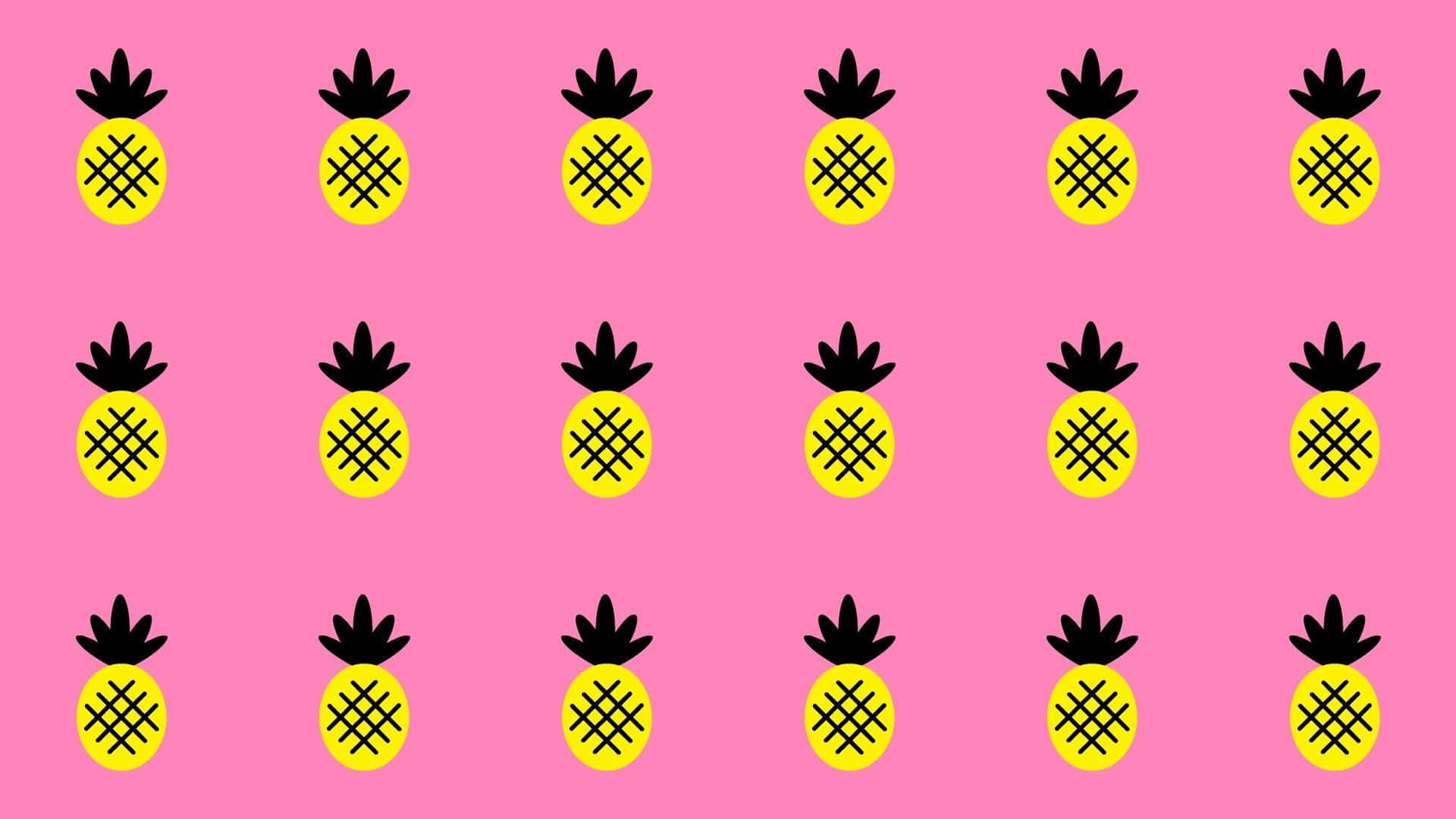 cute summer desktop, pink background, yellow pineapples, Full HD Desktop Wallpaper