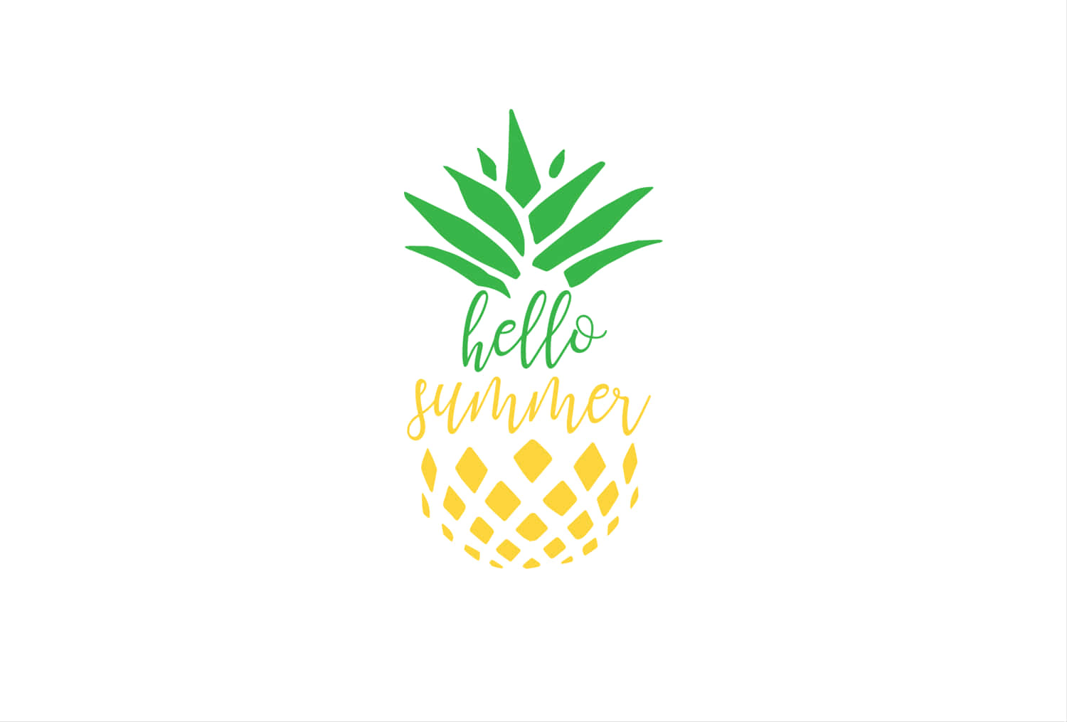 cute summer desktop, pineapple graphic, green leaves, HD Desktop Wallpaper
