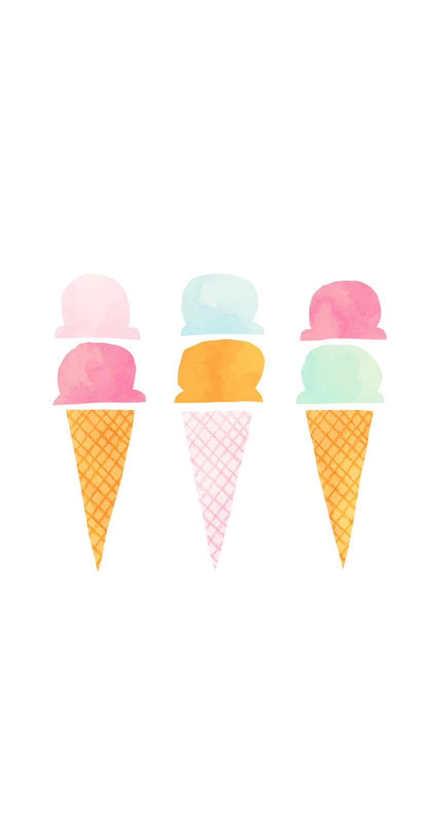 Cute Summer iPhone, watercolor-style, ice cream cones, HD Phone Wallpaper