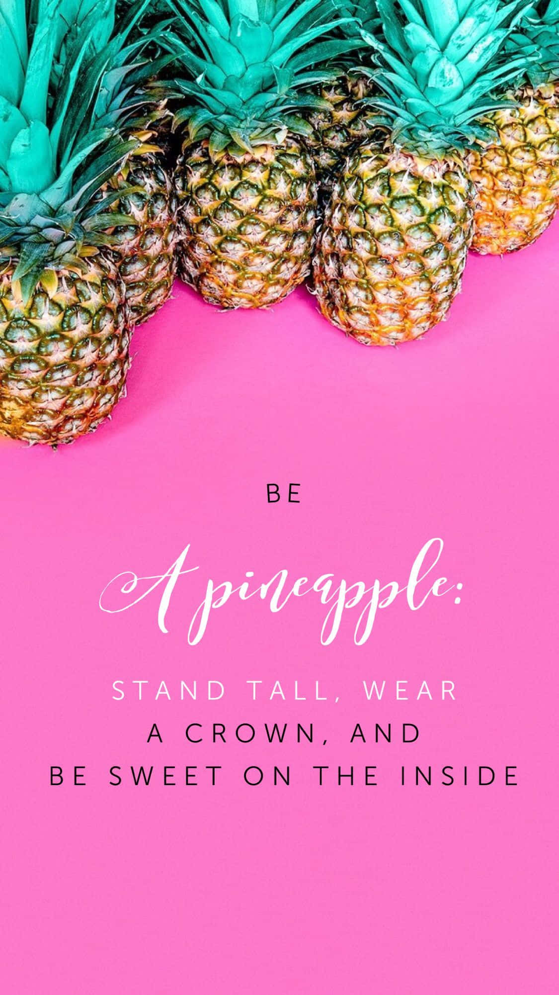 pineapple, teal crowns, vibrant pink background, Full HD Phone Wallpaper