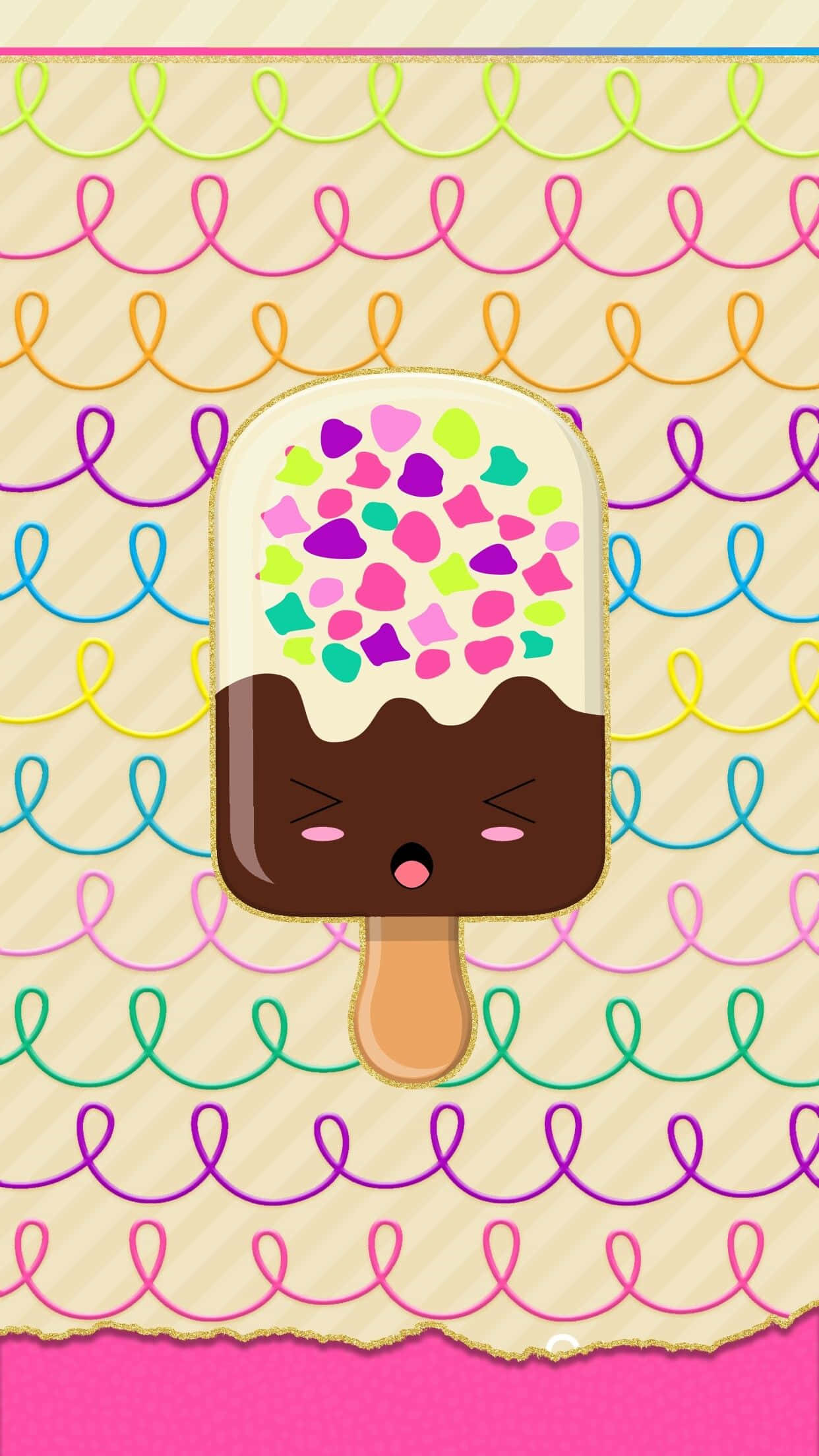 cute iPhone background, cartoon ice cream bar, colorful sprinkles, Full HD Phone Wallpaper