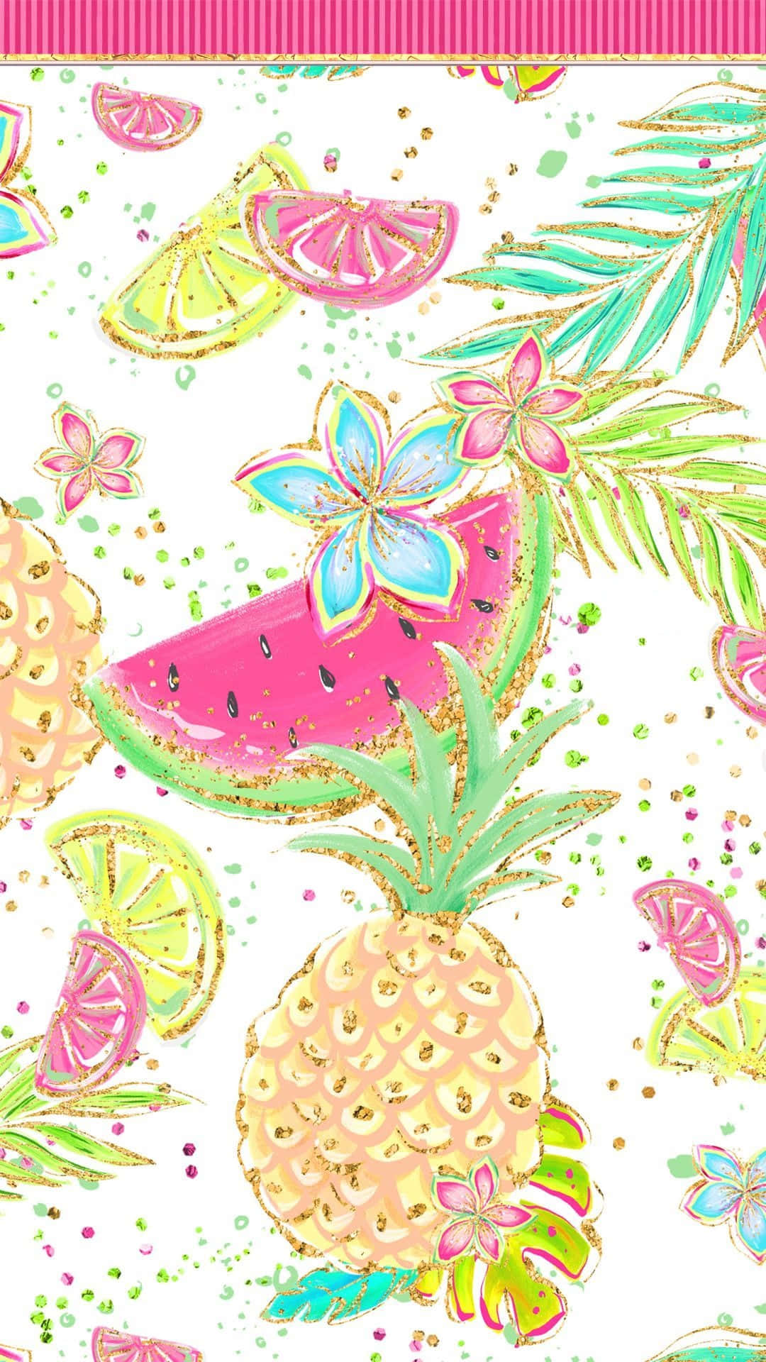 Cute Summer iPhone, tropical wallpaper, glittery pineapples, Full HD Phone Wallpaper