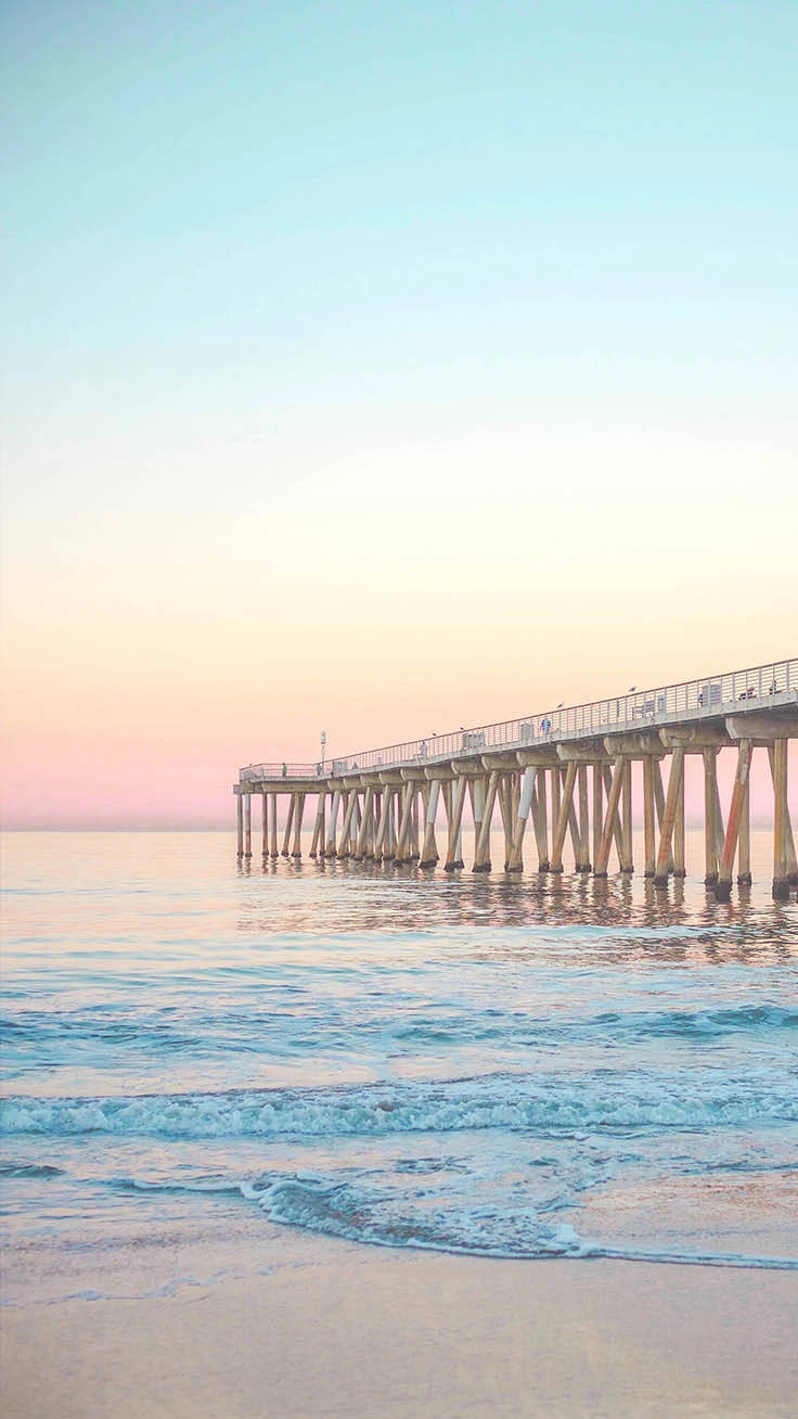 Elevated Pier Summer iPhone, wooden pier, calm ocean waters, HD Phone Wallpaper