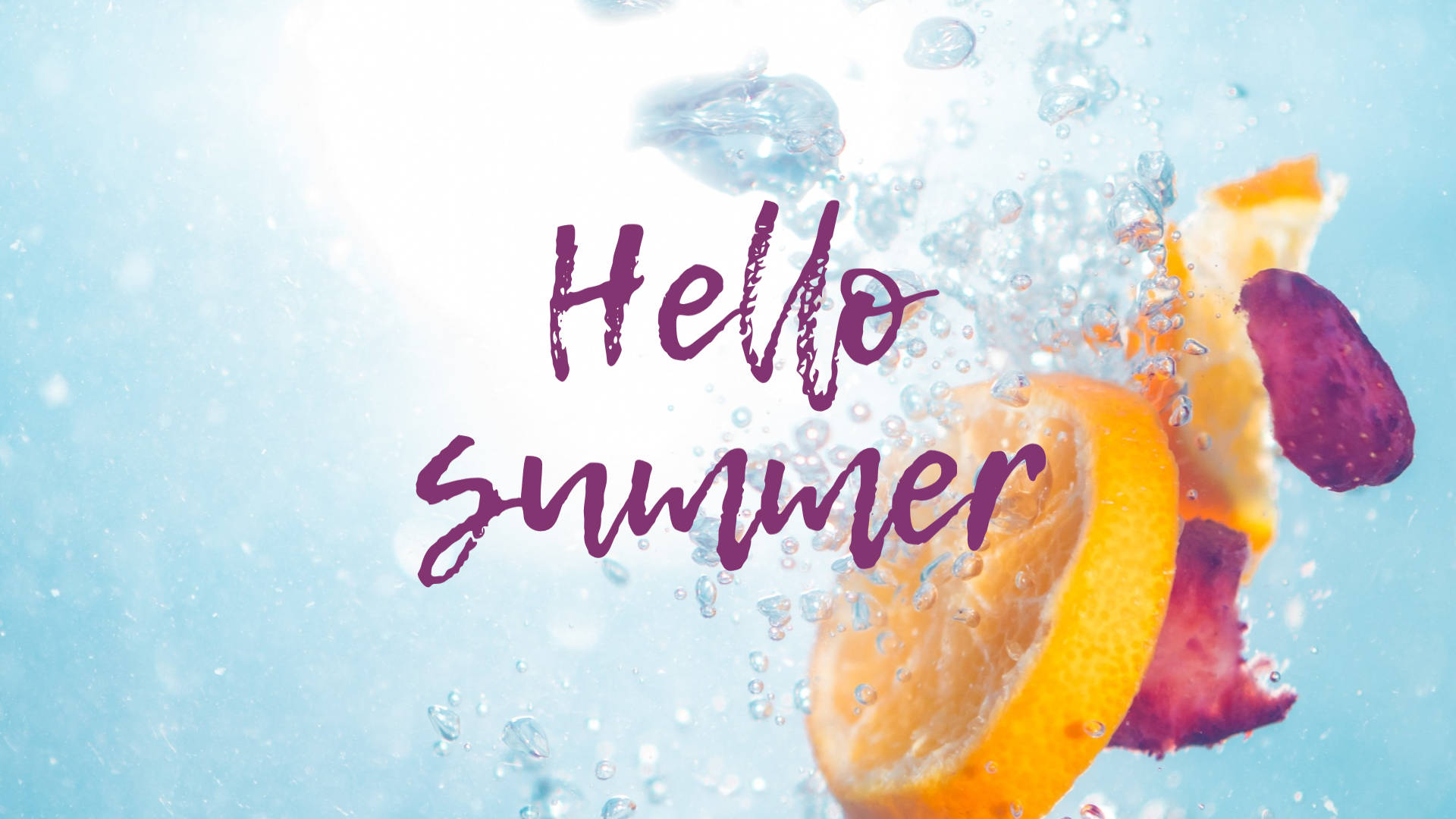 cute summer fruits underwater, lemon, berry, Full HD Desktop Wallpaper