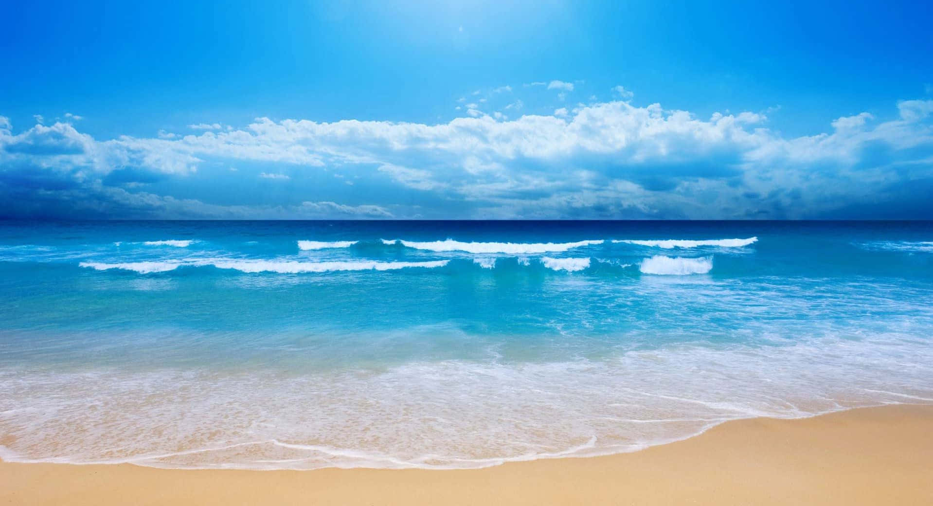 Cute Summer Beach, turquoise waves, golden sand, HD Desktop Wallpaper