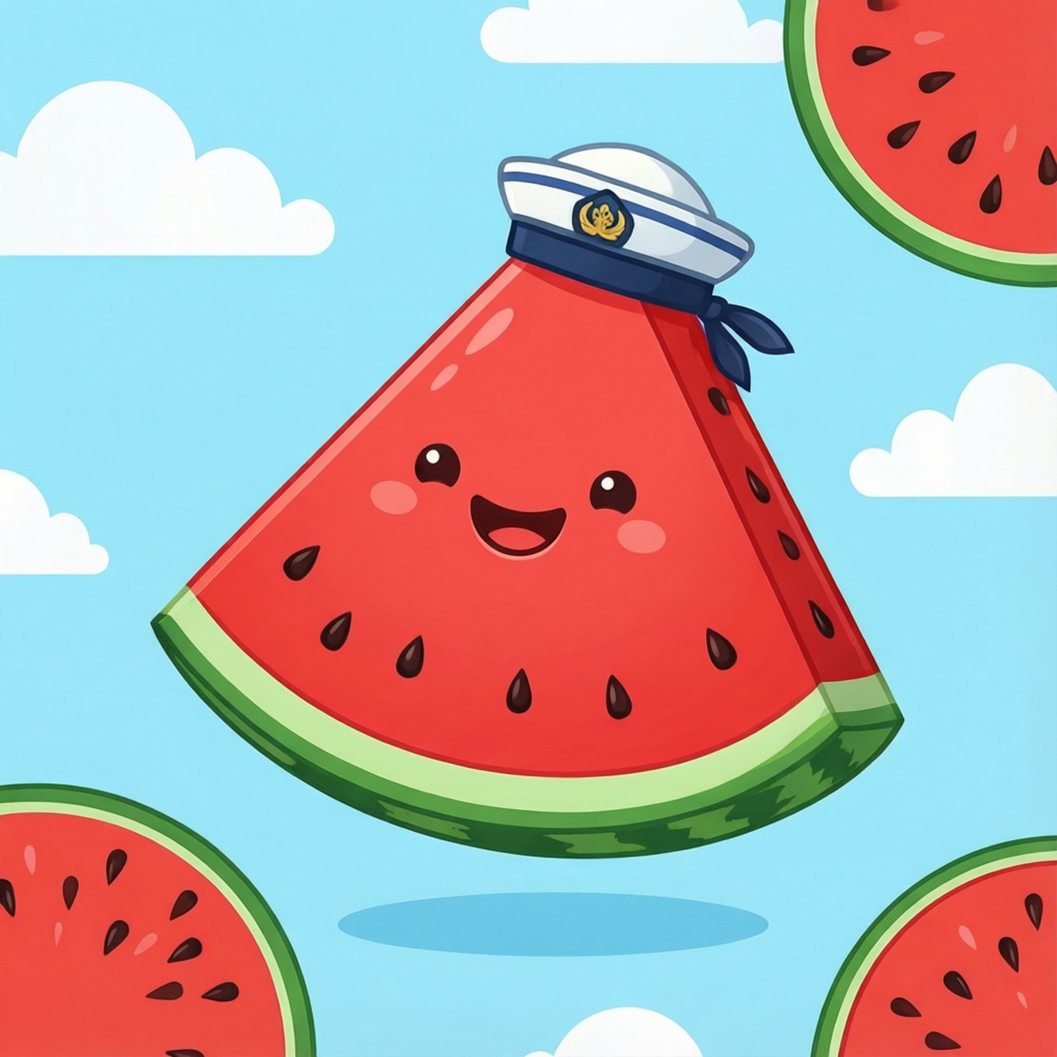 watermelon sailor, sailor hat, watermelon slice, HD Desktop Wallpaper