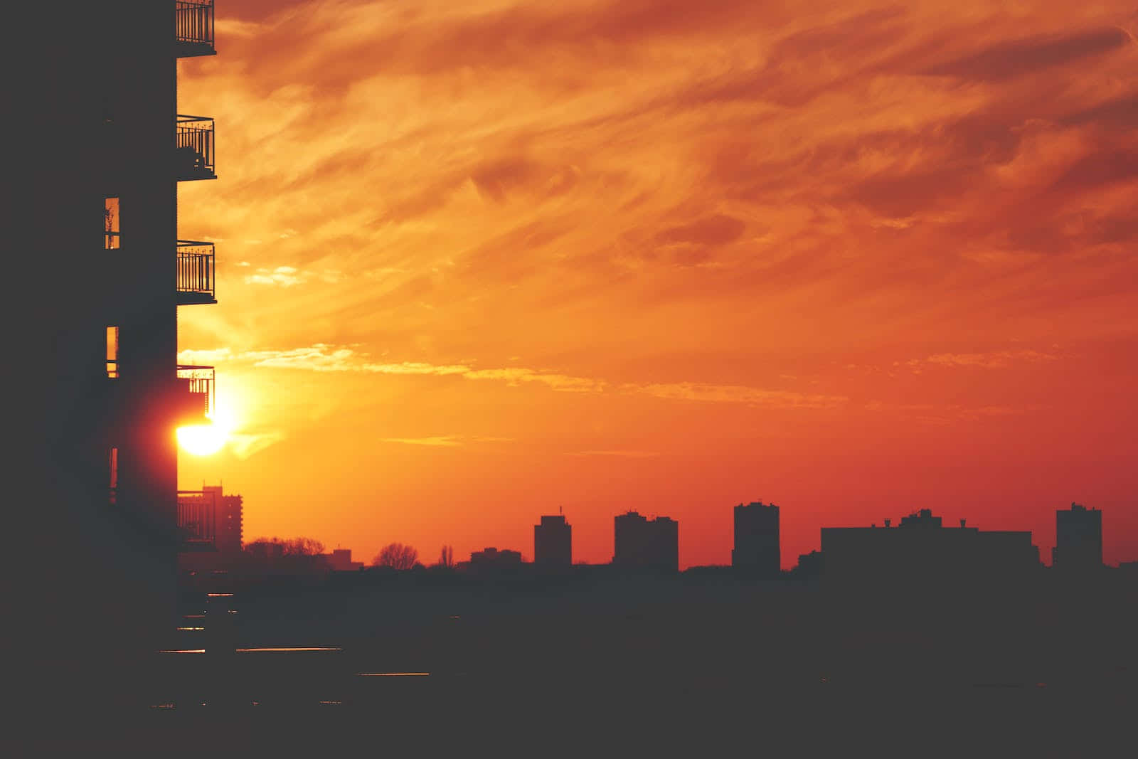 cute sunset, vibrant orange sunset, calm lake, HD Desktop Wallpaper