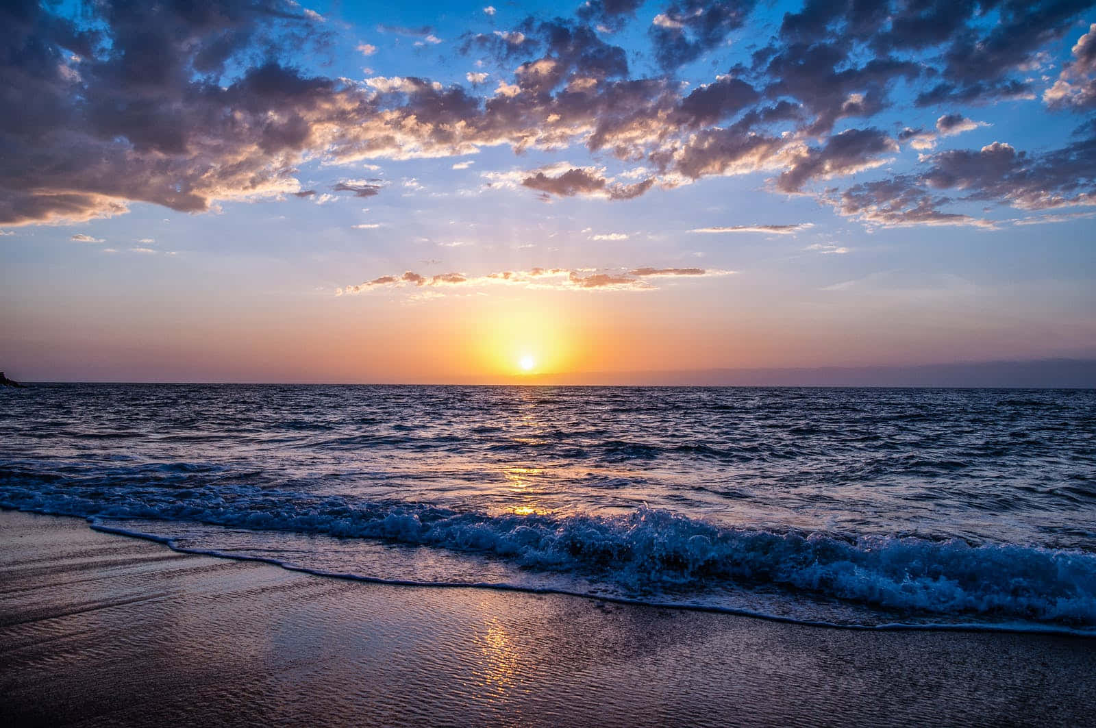 Sunset, ocean, golden light, HD Desktop Wallpaper