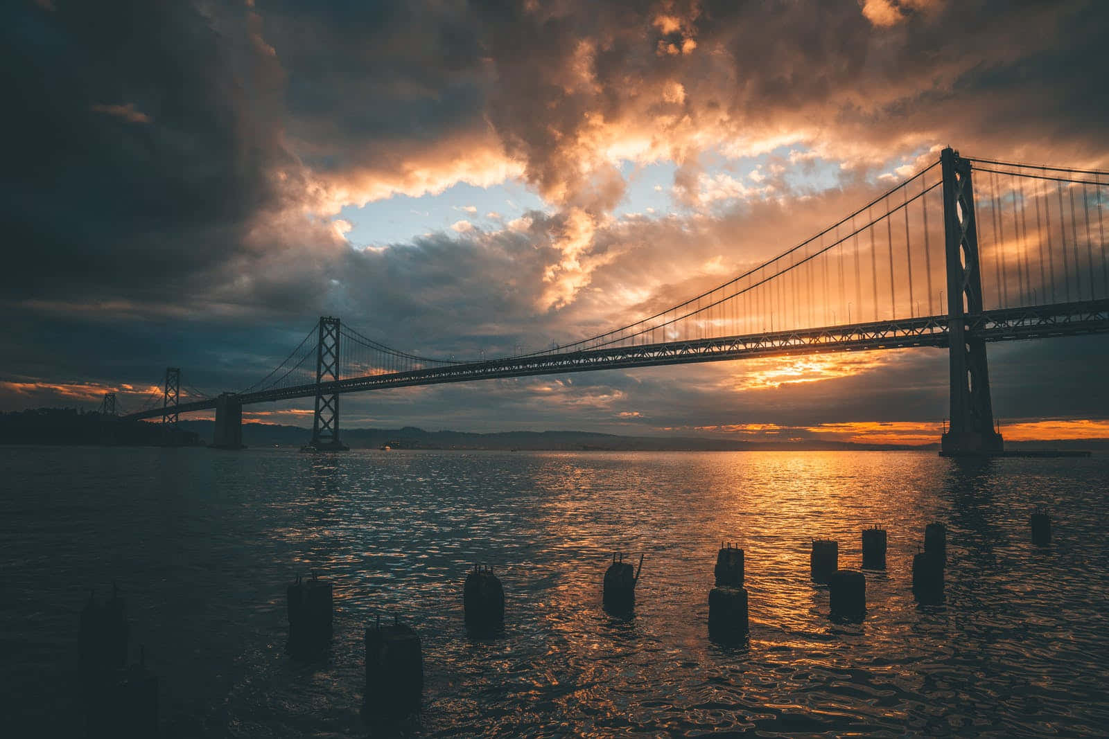 sunset, golden light, calm bay, HD Desktop Wallpaper