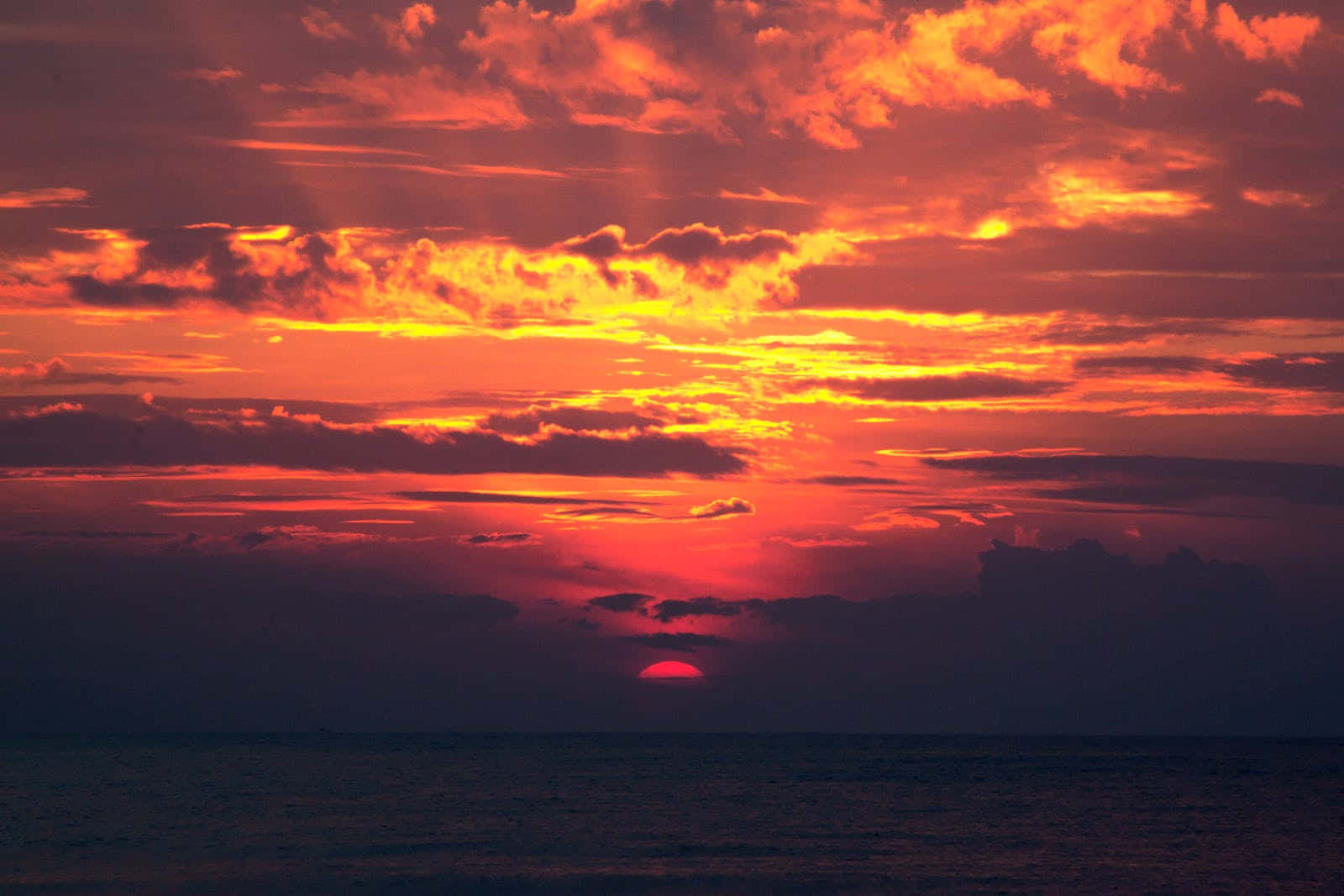 sunset, ocean, orange, HD Desktop Wallpaper