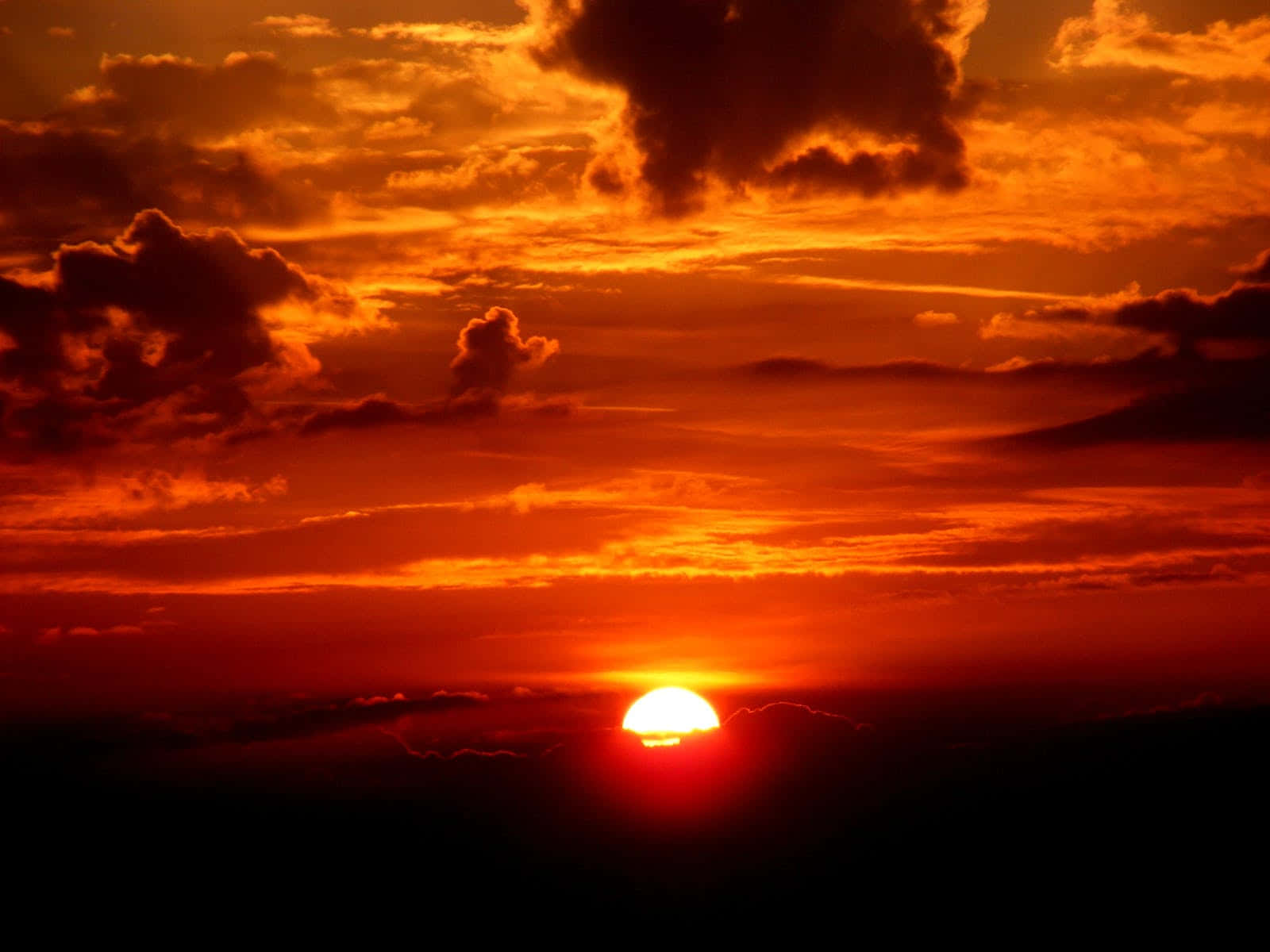 Cute Sunset, fiery sunset, glowing orange sun, HD Desktop Wallpaper