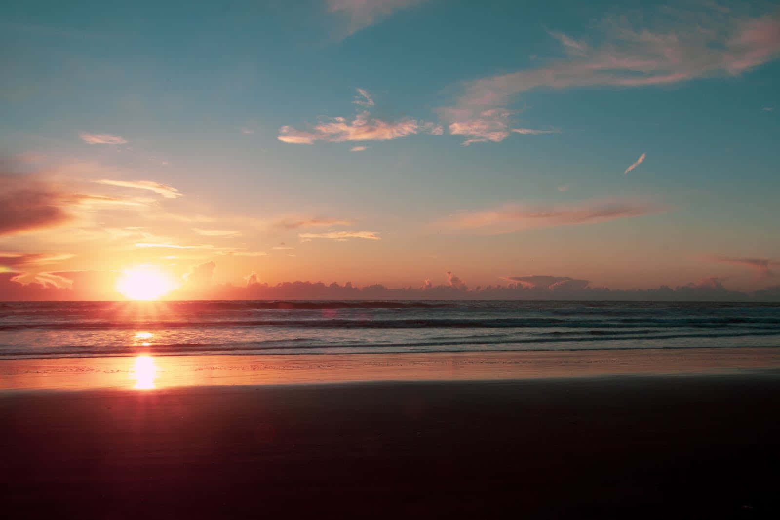sunset, ocean, golden light, HD Desktop Wallpaper