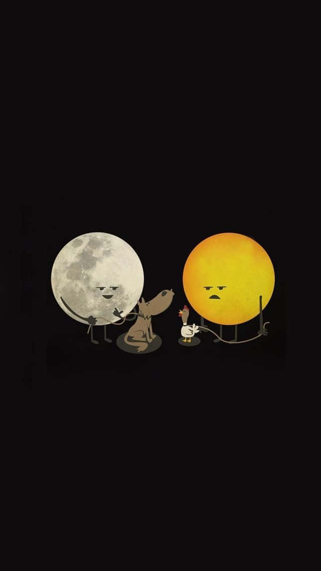 moon, sun, dog, SD Phone Wallpaper